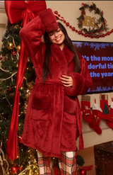 Women Burgandy fur Robe