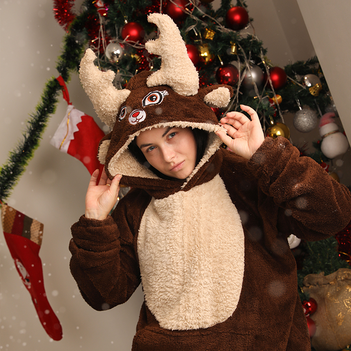 Unisex Fur Christmas Pajama- Deer Character