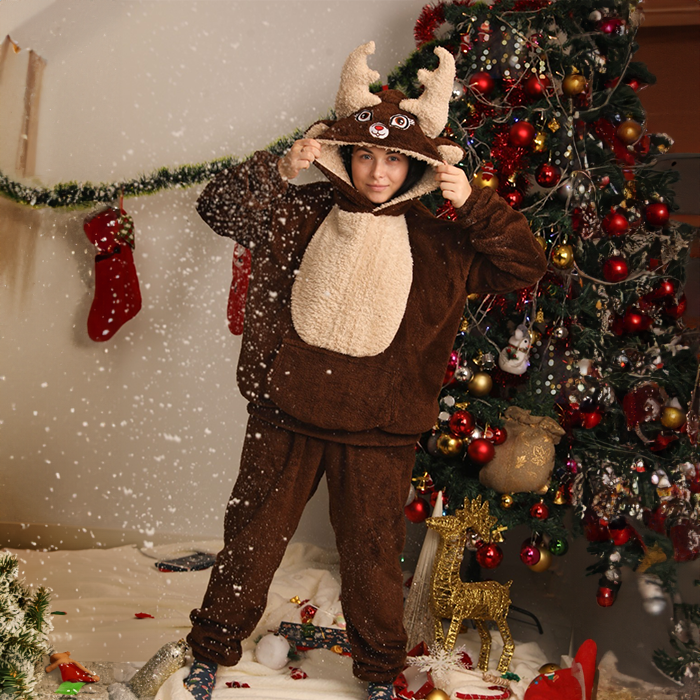 Unisex Fur Christmas Pajama- Deer Character