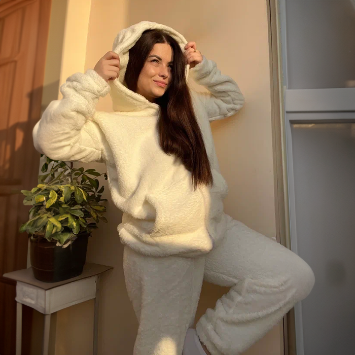 Faux Furr Pajama - White