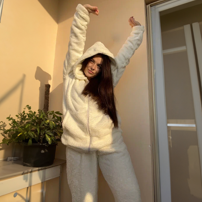 Faux Furr Pajama - White