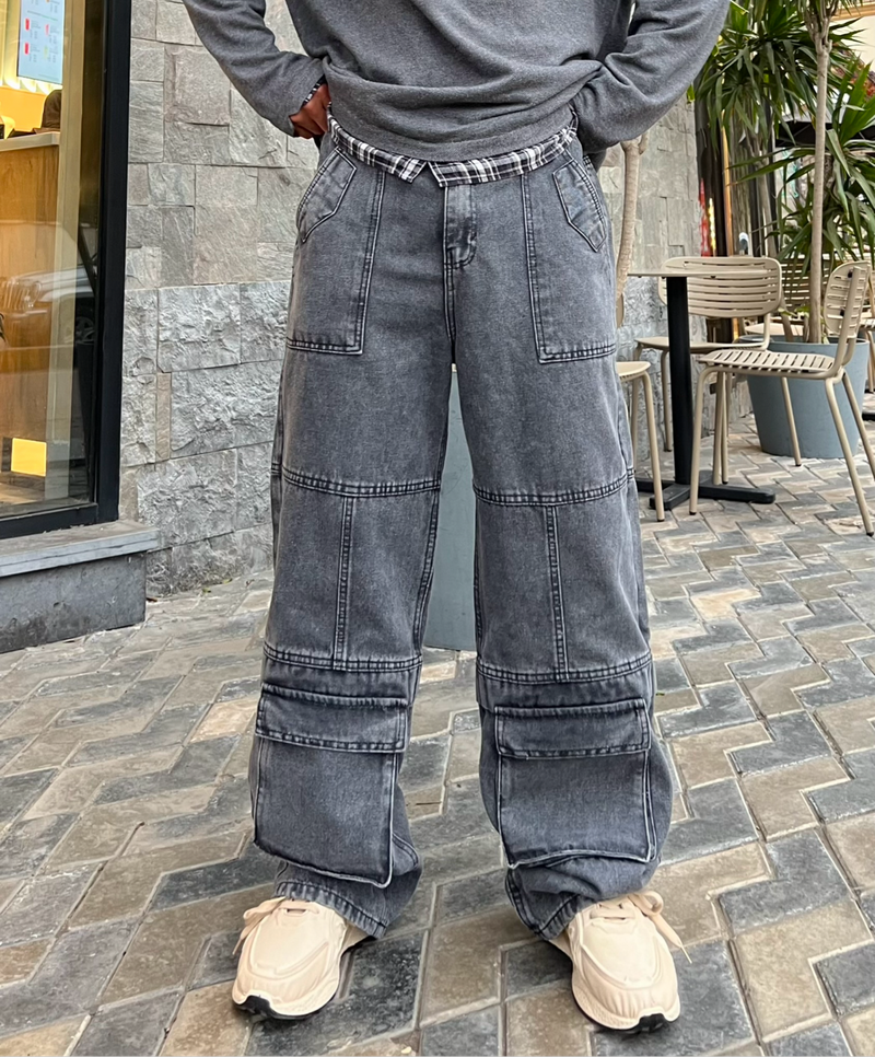 Unisex Washed Grey Jeans