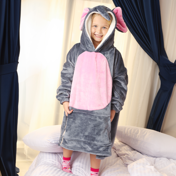 Kids Hoodie Blanket -Elephant