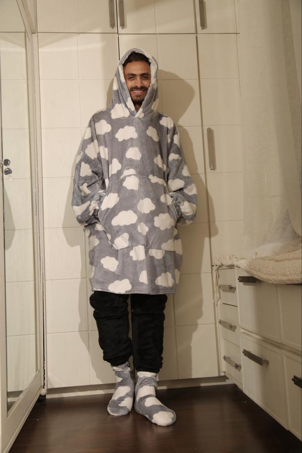 Clouds Hoodie Blanket - Grey