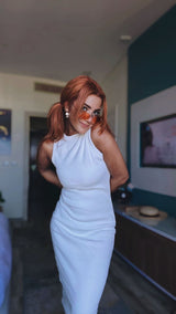 White lycra cotton Dress