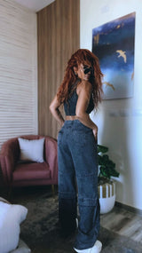 Unisex Washed Grey Jeans