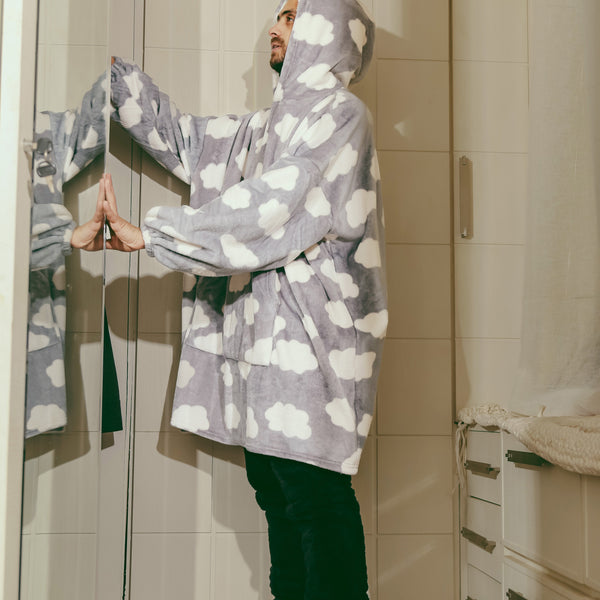 Clouds Hoodie Blanket - Grey