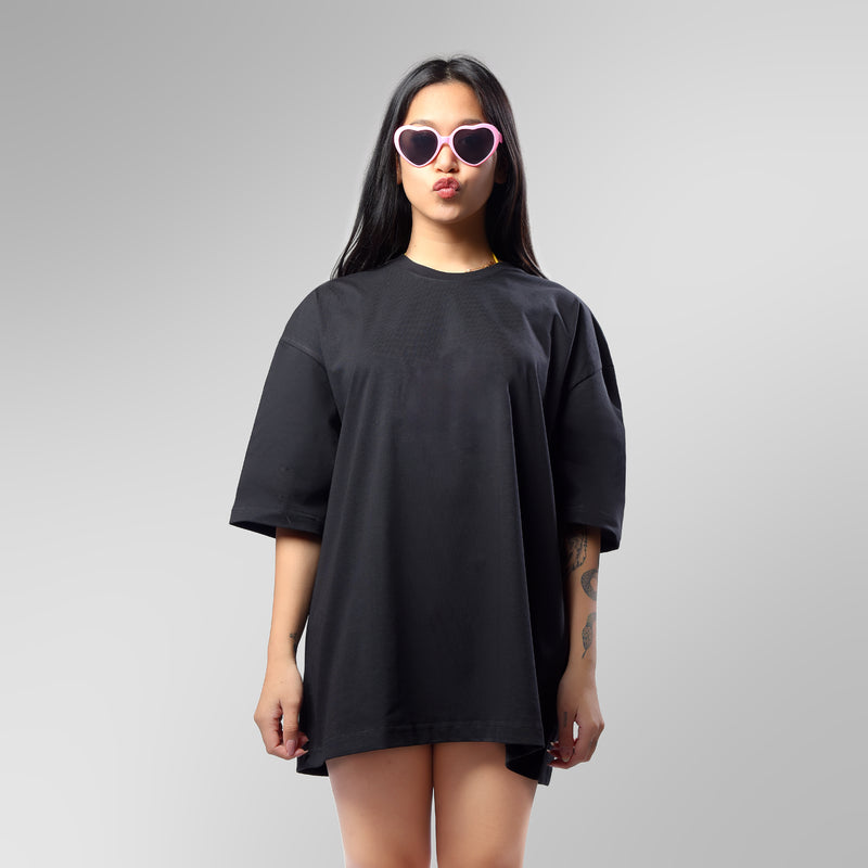 Black Plain Over-Sized Tee