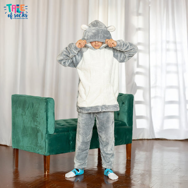 Kids' Faux Fur Pajama - Grey - Unisex