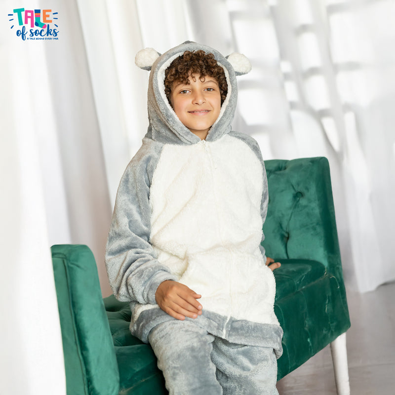 Kids' Faux Fur Pajama - Grey - Unisex