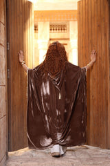 Dai Kaftan - ضي. Brown Velvet with Indian Embroidery. Moroccan Inspired.
