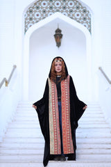 Sutra Kaftan - سترة. Black Velvet with Indian Embroidery. Moroccan Inspired