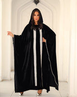 Mohra Kaftan - مهرة. Black Velvet with Indian Hand Embroidery