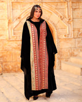 Sutra Kaftan - سترة. Black Velvet with Indian Embroidery. Moroccan Inspired