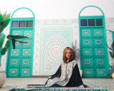 Molaya Kaftan - مولاية. Grey Velvet with Indian Embroidery. Moroccan Inspired