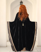 Sadmia Kaftan - سديمة. Black Velvet with Indian Hand Embroidery. Moroccan Inspired.