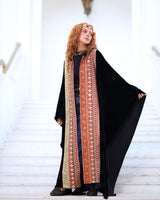 Sutra Kaftan - سترة. Black Velvet with Indian Embroidery. Moroccan Inspired