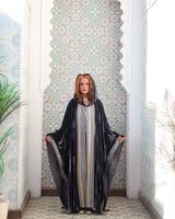 Jalila Kaftan - جليلة. Grey Velvet with Indian Embroidery. Moroccan Inspired.