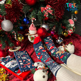 Special Edition Christmas Crew Santa Blue Socks Gift Box