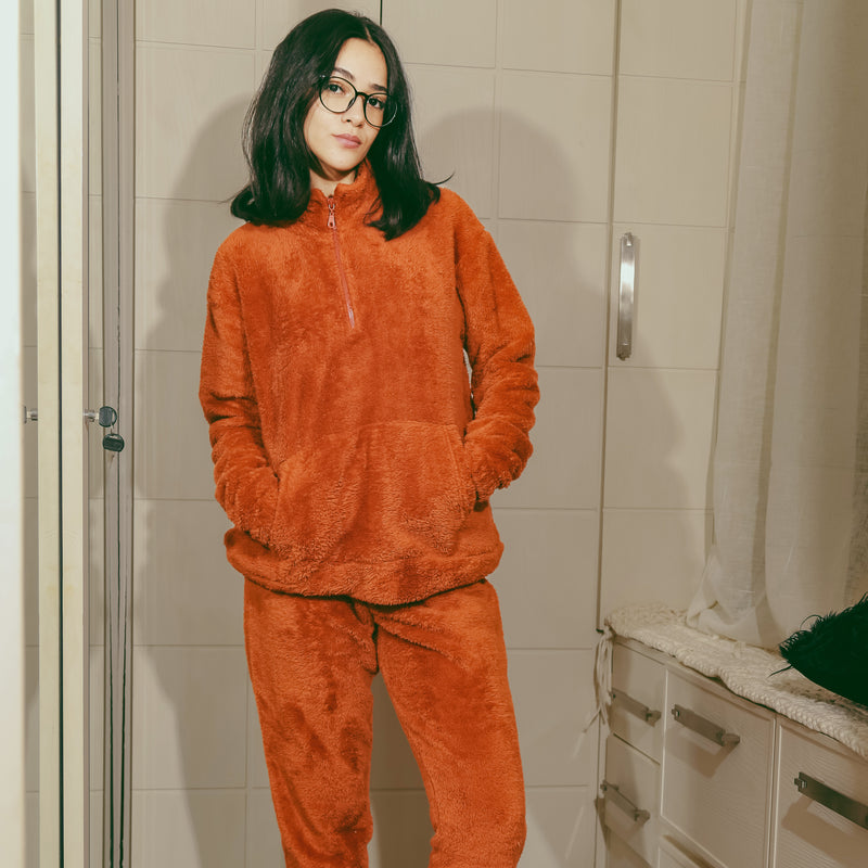 Faux Furr Pajama - Burnt Orange - Tale Of Socks