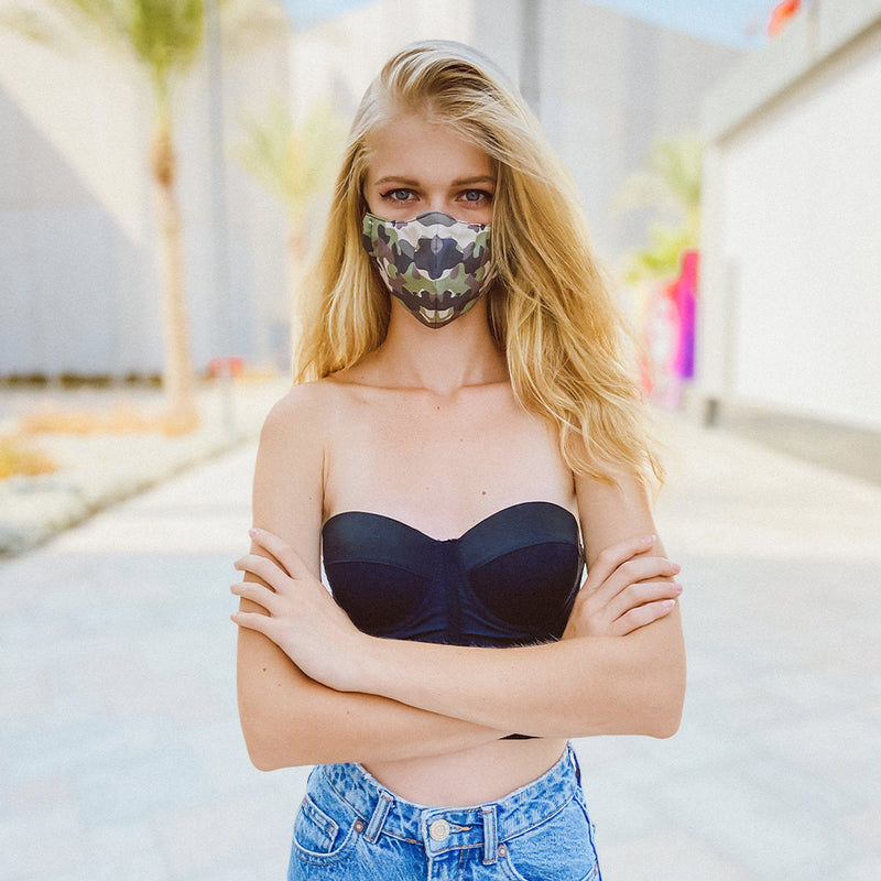 Camouflage Fabric Face Mask - Khaki - Tale Of Socks