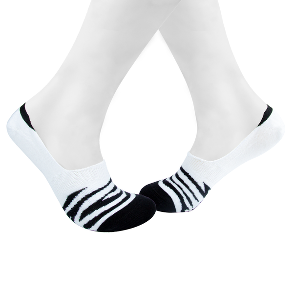 Zebra Pattern Invisible/Secret Socks - Black & White - Tale Of Socks