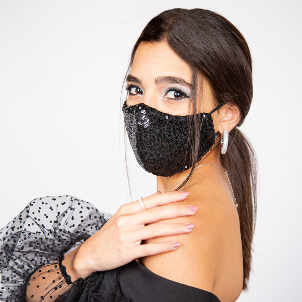 Sequin Fashion Face Mask - Black - Tale Of Socks