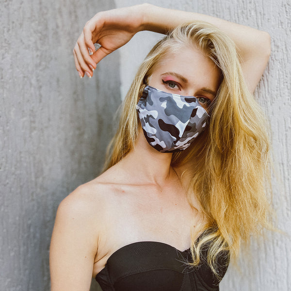 Camouflage Fabric Face Mask - Grey - Tale Of Socks