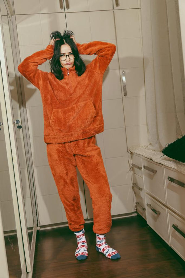 Faux Furr Pajama - Burnt Orange - Tale Of Socks