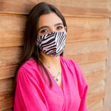 Zebra Pattern Fabric Face Mask - Black & White - Tale Of Socks