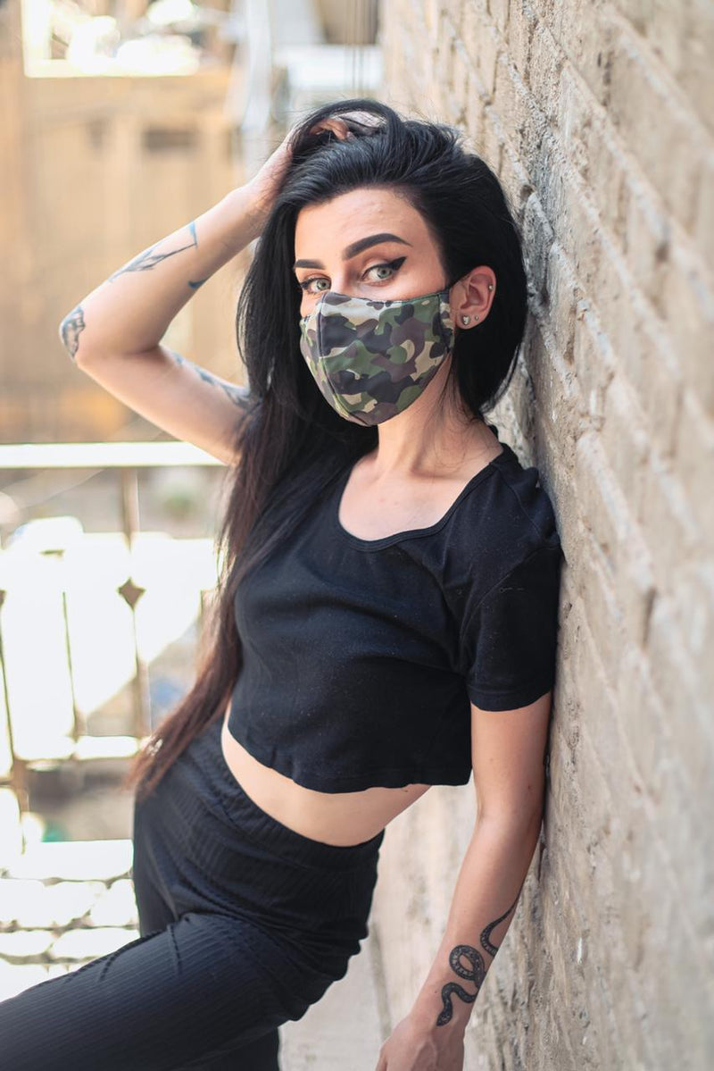 Camouflage Fabric Face Mask - Khaki - Tale Of Socks