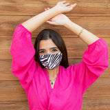 Zebra Pattern Fabric Face Mask - Black & White - Tale Of Socks