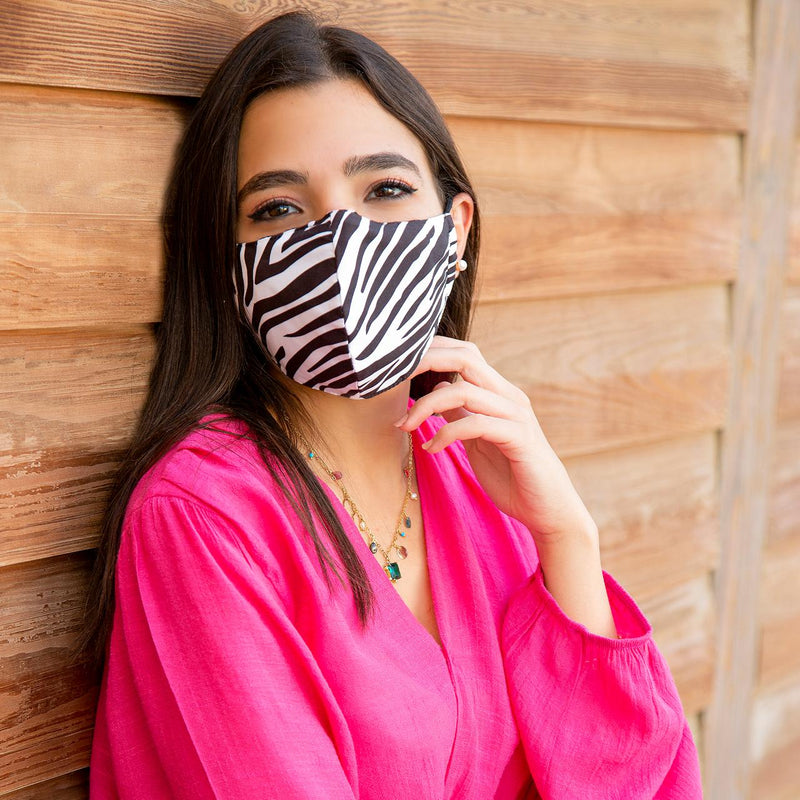 Zebra Pattern Fabric Face Mask - Black & White - Tale Of Socks