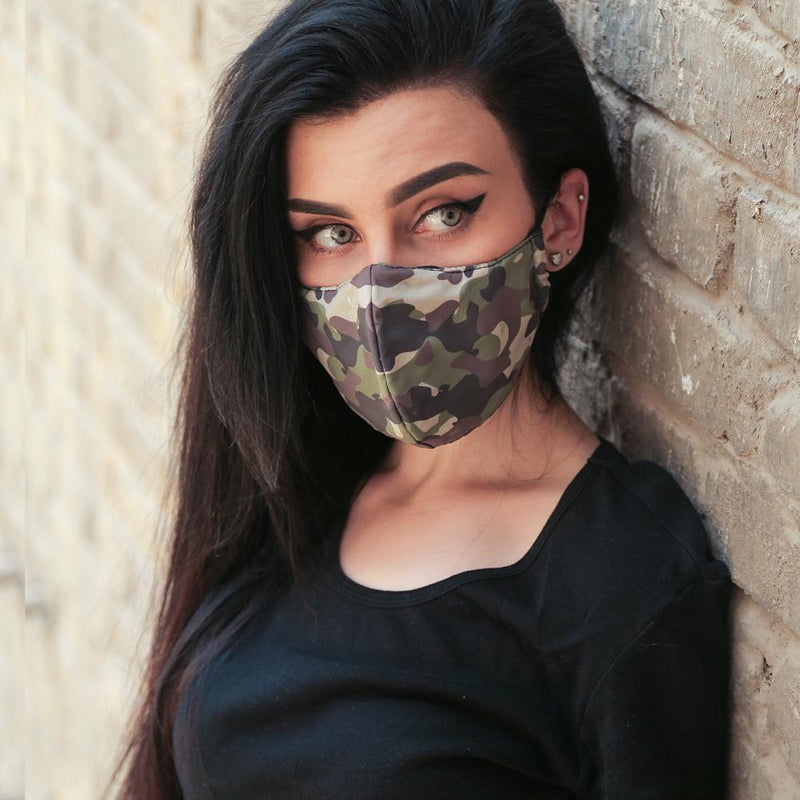 Camouflage Fabric Face Mask - Khaki - Tale Of Socks