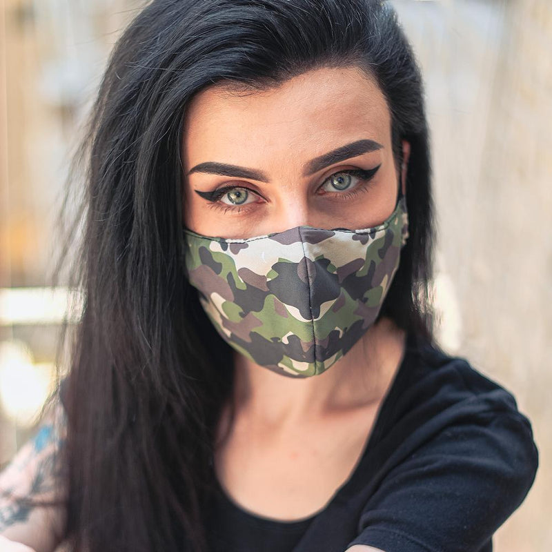 Camouflage Fabric Face Mask - Khaki - Tale Of Socks