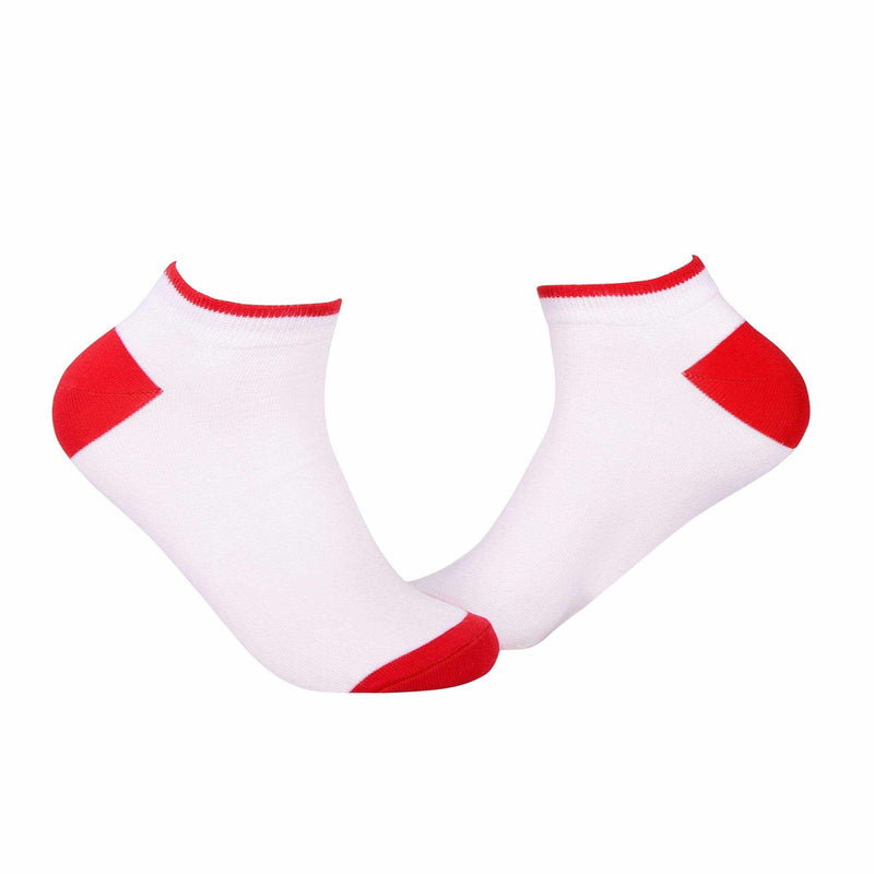 Plain Ankle/Low Cut Socks - White * Red - Tale Of Socks