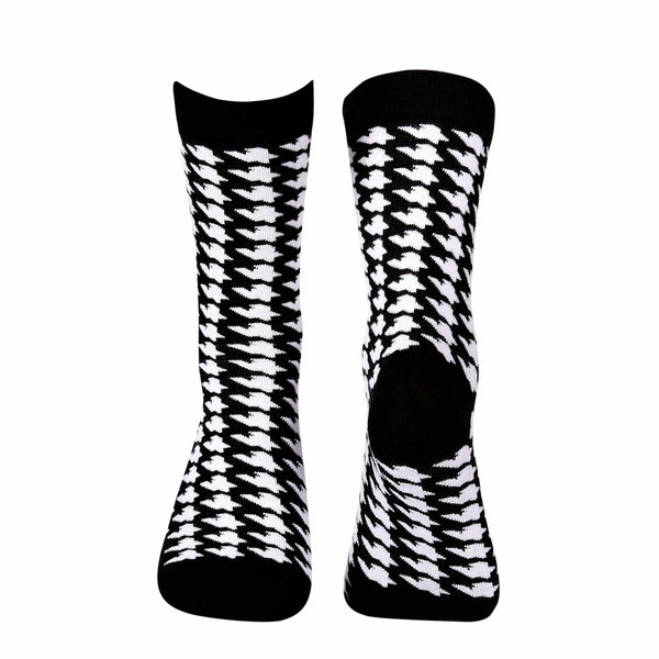 Dogtooth Crew Socks - Black & White - Tale Of Socks