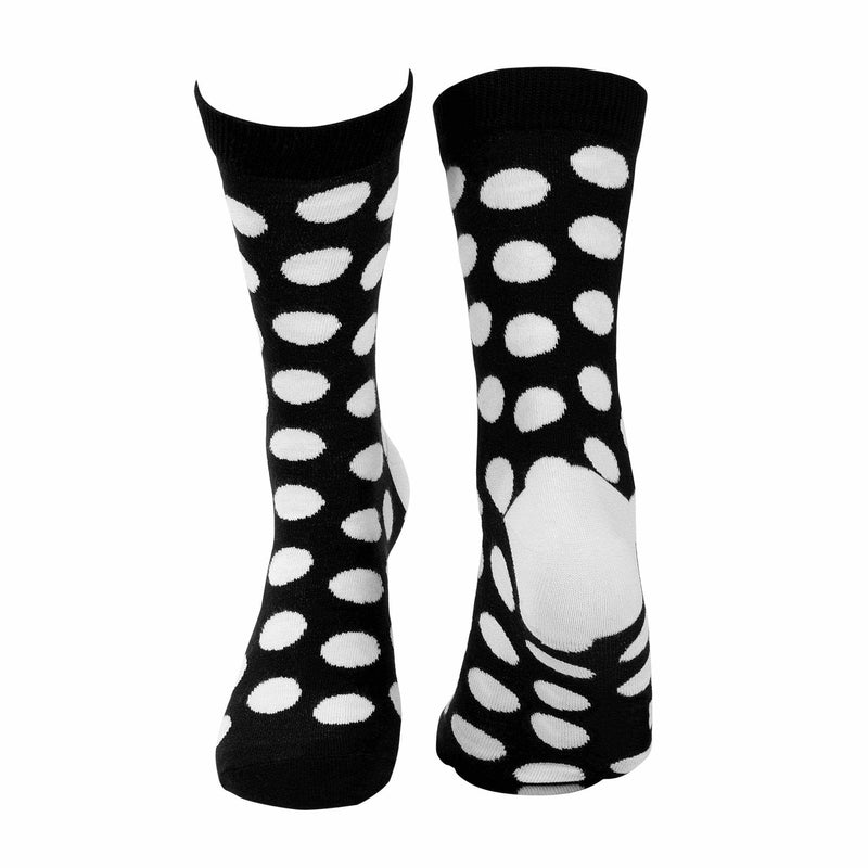 Big Polka Dots Crew Socks - Black and White - Tale Of Socks