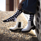 Big Polka Dots Crew Socks - Black and White - Tale Of Socks