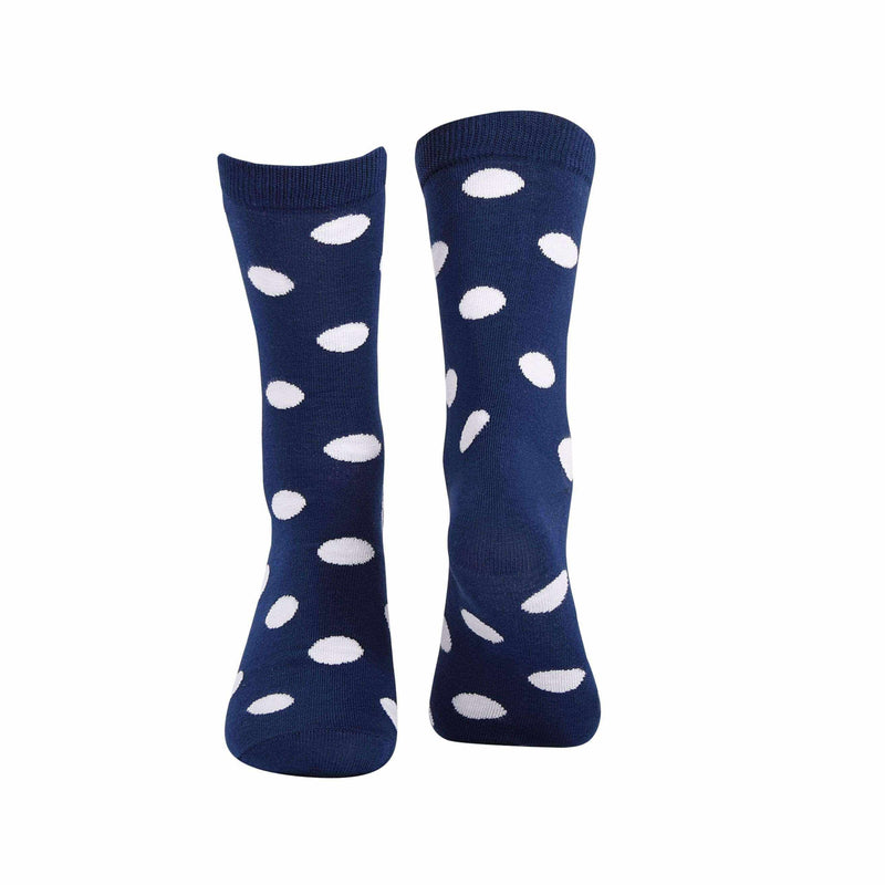 Big Polka Dots Crew Socks - Navy and White - Tale Of Socks