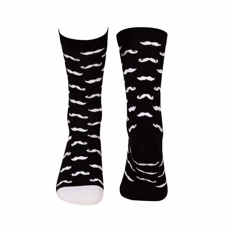 Crew Moustache One Size - Black and White - Tale Of Socks