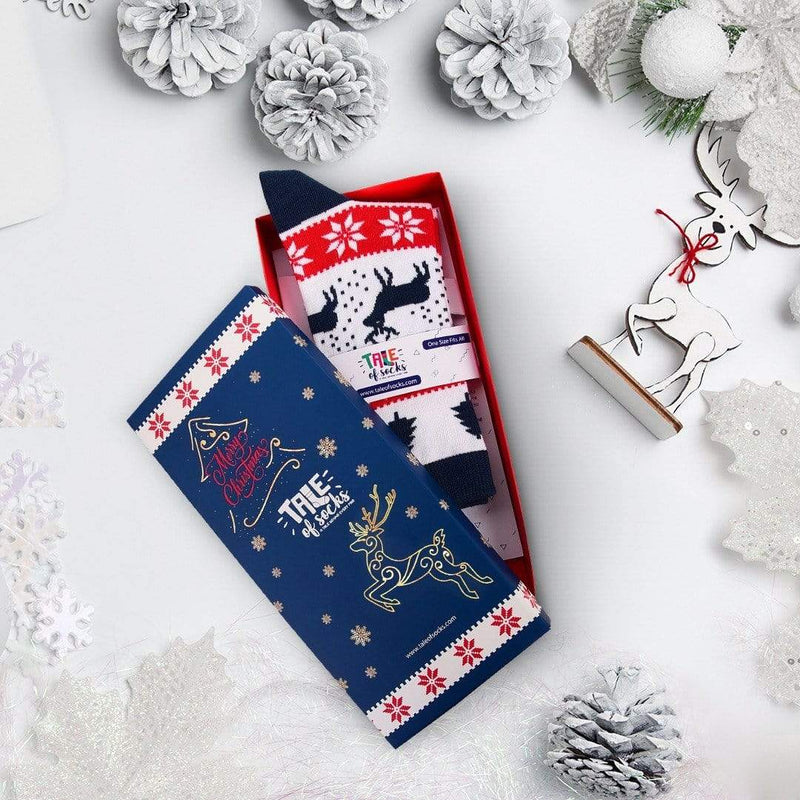 Special Edition Christmas Crew Socks Gift Box - Christmas Tree & Deers - Tale Of Socks