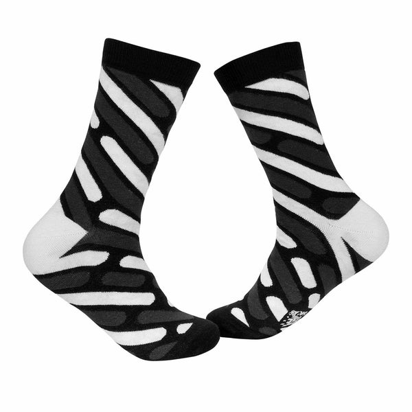 Stripes Crew Socks - Grey, Black, and White - Tale Of Socks