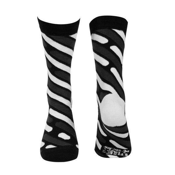 Stripes Crew Socks - Grey, Black, and White - Tale Of Socks