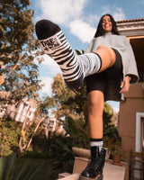 Zebra Pattern Crew Socks - Black and White - Tale Of Socks