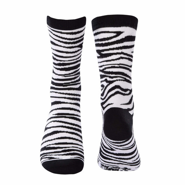 Zebra Pattern Crew Socks - Black and White - Tale Of Socks