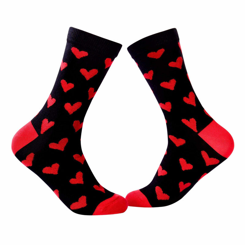 Red Hearts - Crew Socks - Black - Tale Of Socks