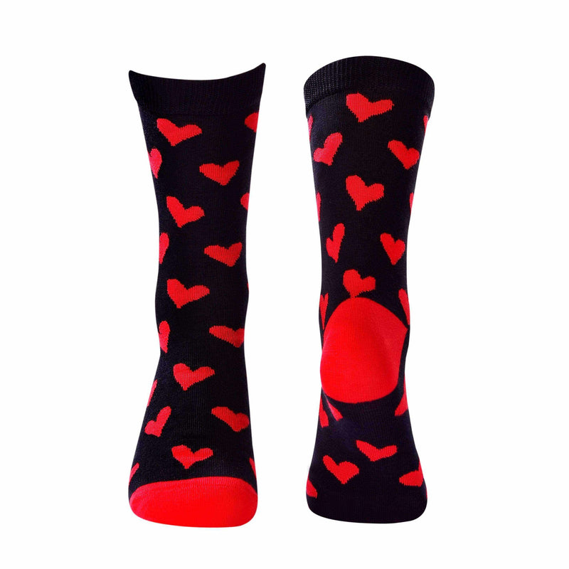 Red Hearts - Crew Socks - Black - Tale Of Socks