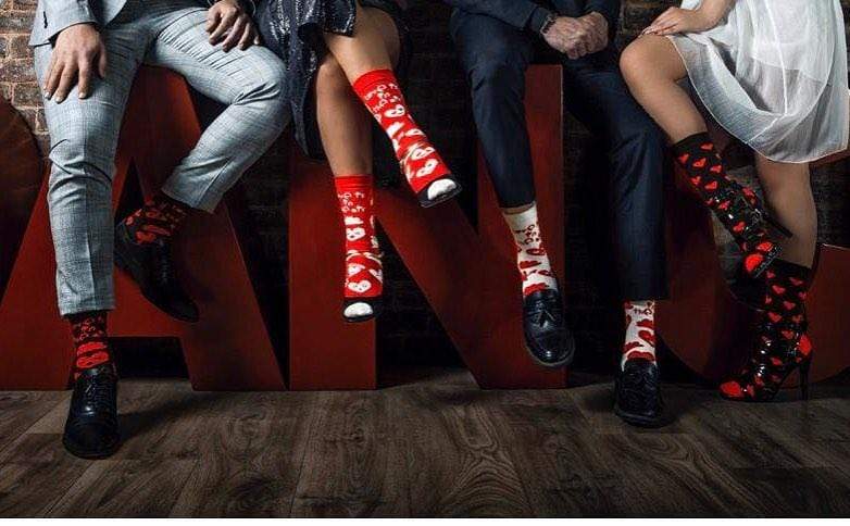 Red Hearts - Crew Socks - Black - Tale Of Socks