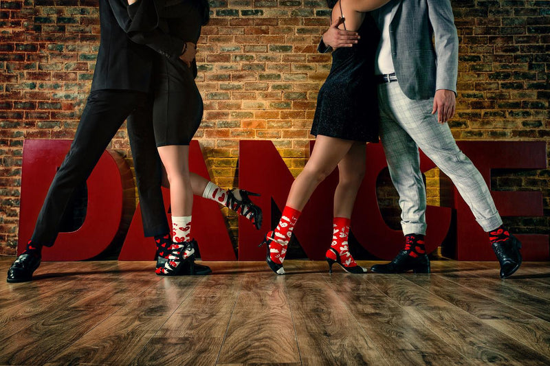 Red Hearts - Crew Socks - Black - Tale Of Socks